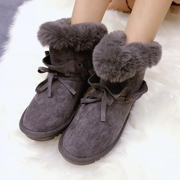 hot sales brand design B027 women snow boots Joker lotus leaf edge bow knot cold sticky thick anti slip short tube night market cotton boots