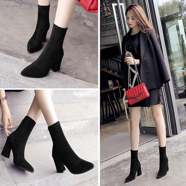 womens Martin boots European and American 2018 autumn and winter new fashions high-heeled shoes wholesale B044