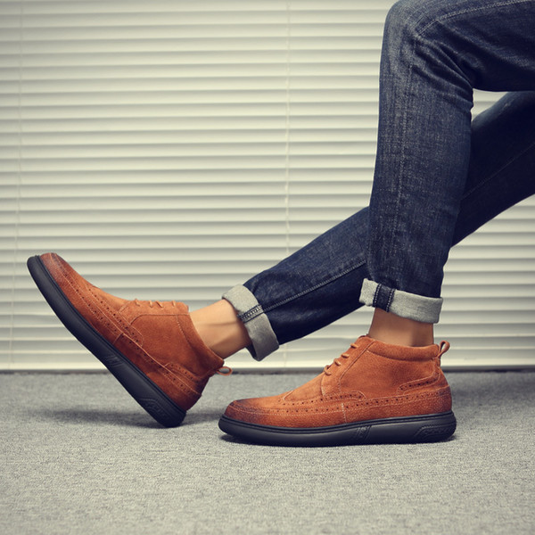 best selling Bullocks mens shoes British leather brand design Martin boots, men's carved leather boots factory wholesale B022