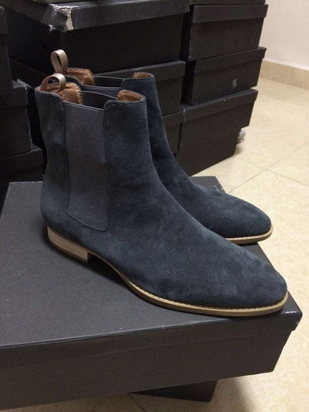 Factory outlet new list grey elastic nubuck leather boots casual personality genuine leather high quality feet shoes