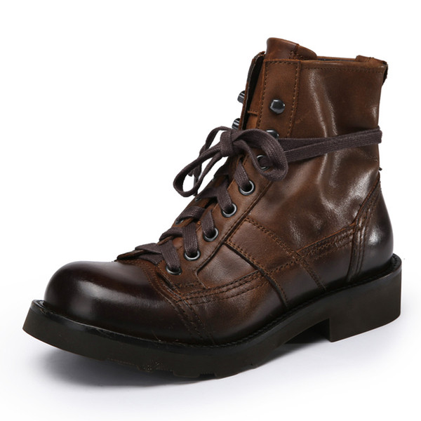 Autumn and winter handmade genuine leather Martin boots high quality retro short tooling half boots