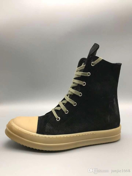 Scrub leather factory direct high-top boots first layer leather inner wear-resistant rubber shoes transparent color soles casual shoes