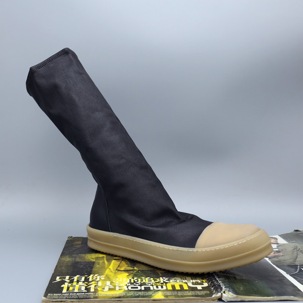 Factory outlet genuine leather Yellow bottom sleeve tide male boots sheepskin stretch suede high-top couple TPU Hong soled shoes