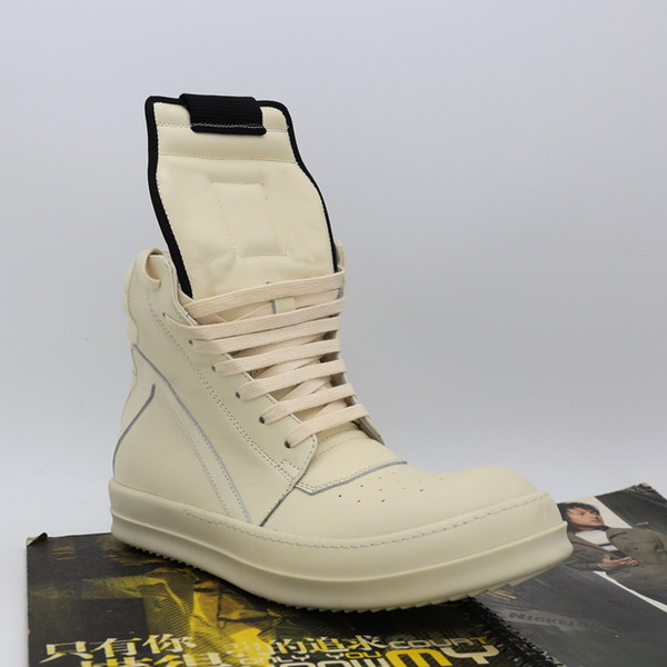 Factory outlet inverted triangle hip-hop trend of high-top shoes cow leather men and women fashion lovers incense TPU bottom boots