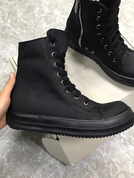 Double line all black wax face high shoes wax cloth upper and inner leisure toe layer water dyed leather insole TPU milk incense bottom boot