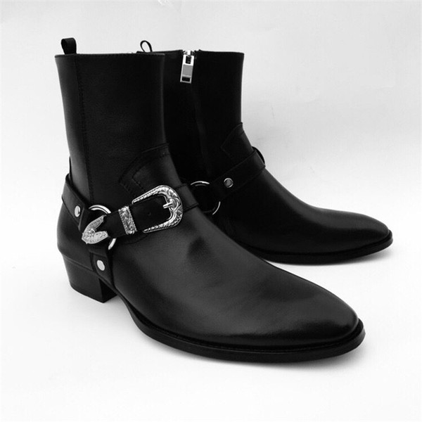 Factory outlet High quality genuine leather boots new list real picture fashion cow leather high top steeel half boots