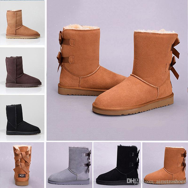 2019 Winter WGG Leather Women Australia Classic kneel half Boots Ankle boots Black Grey chestnut navy blue red Womens girl boots 36-41