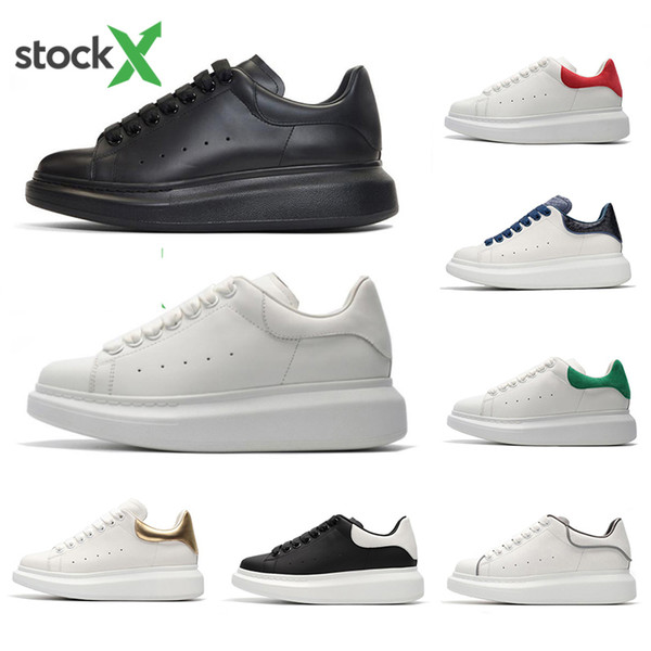 Stock X Cheap Black white red Luxury Fashion Designer Women Casual Shoe Gold Low Cut Leather Brand Flat designers men womens sports sneakers