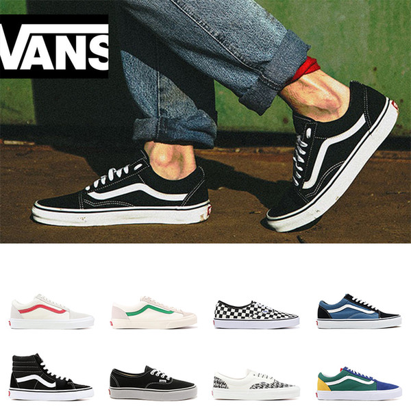 Original Vans old skool sneakers mens womens canvas sneakers black white red fashion casual shoes sports size 36-44