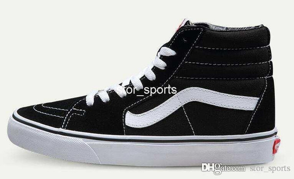 2020 Vans Old Skool high top SK8-Hi Men Womens Canvas Casual Shoes, Classical White Black Skateboard Sport Sneakers Eur35-44