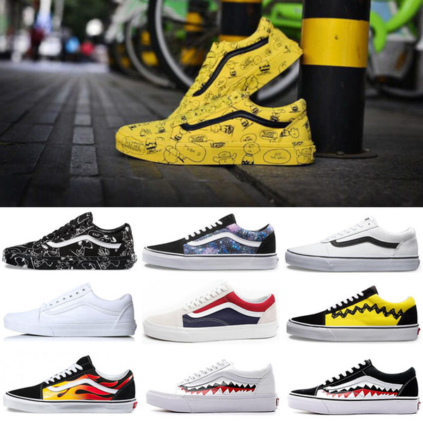 New Van Old Skool Men women Casual shoes all white black yellow red blue mens van baskets Sports Shoes Sneaker size 36-44