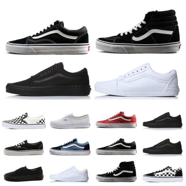 Mens Wan Old Skool Canvas Shoes Women slip on black white Sneakers Sports Skateboarding Mens all black white Wan baskets Casual Shoe