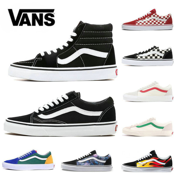 2020 VANS Old Skool Men Women sk8 hi Casual Shoes Rock Flame Yacht Club CHECKERBOARD Peanuts Skateboard Vans Designer Canvas Skate Sneakers