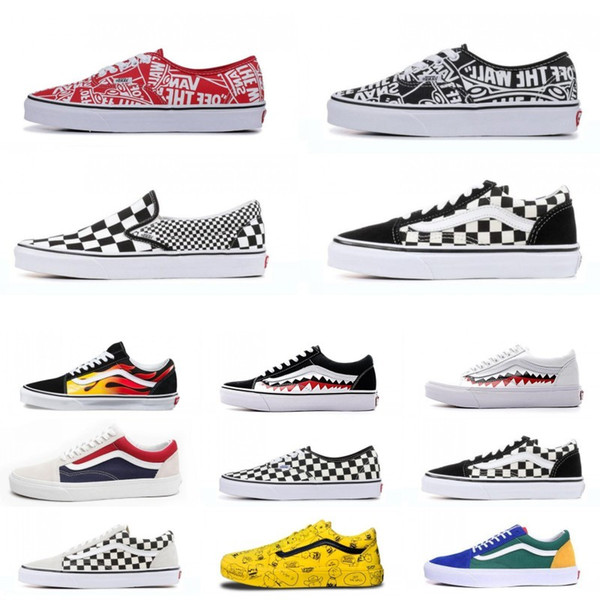 2020 Hot Wan Old Skool Men women Casual shoes all white black yellow red blue mens Wan baskets Sports Shoes Sneaker size 36-44