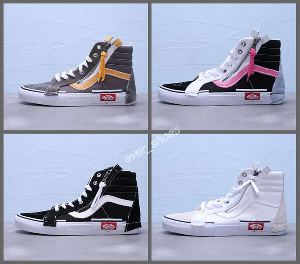 New Vans Vault Sk8-Hi Cap LX Old Skool Black White Canvas checkerboard Designer Shoes Fashion Women Mens Casual sneakers High Top 35-44