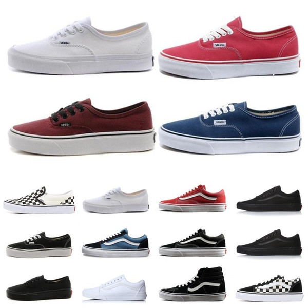 Top sale Wan Old Skool Canvas Shoes Women Sneakers Sports Skateboarding Mens all black white slip on black white Wan baskets Casual Shoe