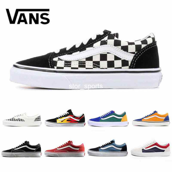 VANS Flames Original old skool Running shoes black blue red Classic mens women canvas sneakers fashion Cool Skateboarding casual shoes 36-44