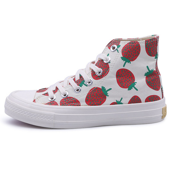 Women's Spring new wild student version high canvas shoes female strawberry shoes female cute girl shoes