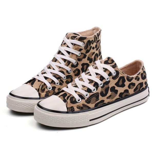 2019 spring new women's high and low help canvas shoes Ins trend style Sexy leopard color Fashion soft canvas shoes TY-24