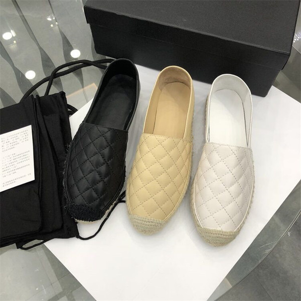 Designer 2018 Luxury Women Espadrilles Lambskin Summer Spring flats loafers Girls Luxury Shoes Brand New sick sole EUR35-42 Come with Box