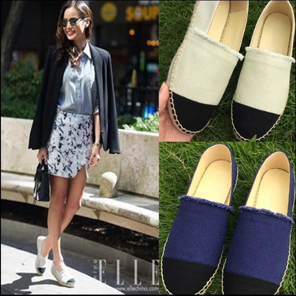 Brand Espadrilles Canvas Lambskin Suede with Pearls Women Flat Shoes Summer Loafers Espadrilles Size EUR34-42 with Box Many Colors