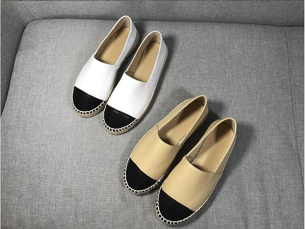 style New Women Espadrilles Canvas Lambskin Suede with Pearls Flats Shoes Summer Loafers Espadrilles Size EUR34-42 with Box Many Colors