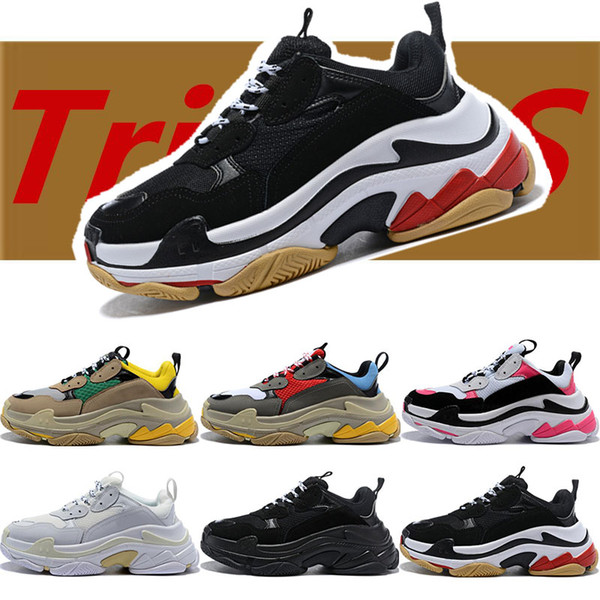 2019 Designer Shoes Fashion Paris 17FW Triple S Sneaker Luxury Casual Dad Shoes for Men's Women Black pink white Ceahp Sports Size 36-45