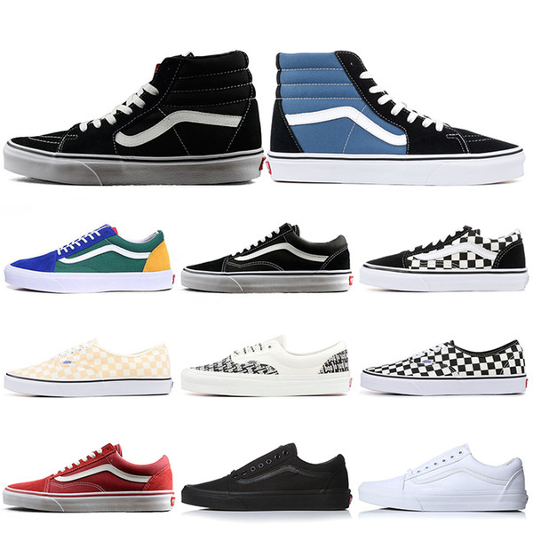 Designer Vans men women Canvas Shoes Old Skool Authentic Sk8-Hi Fear of God Classic Slip-on Triple White Black Skate Casual Shoes 36-44