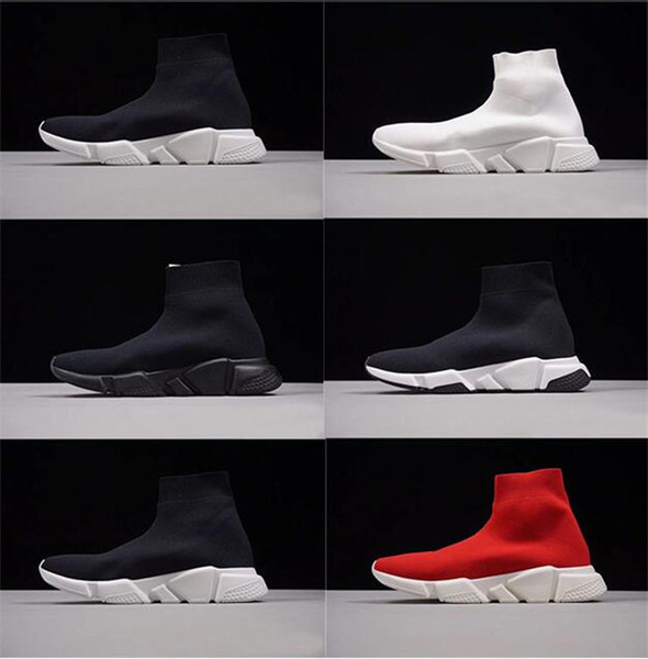 2019 New Mens casual shoes Paris Famous luxury brand shoe with black white texture sole Top Quality designer Sock Shoes for women size 36-47