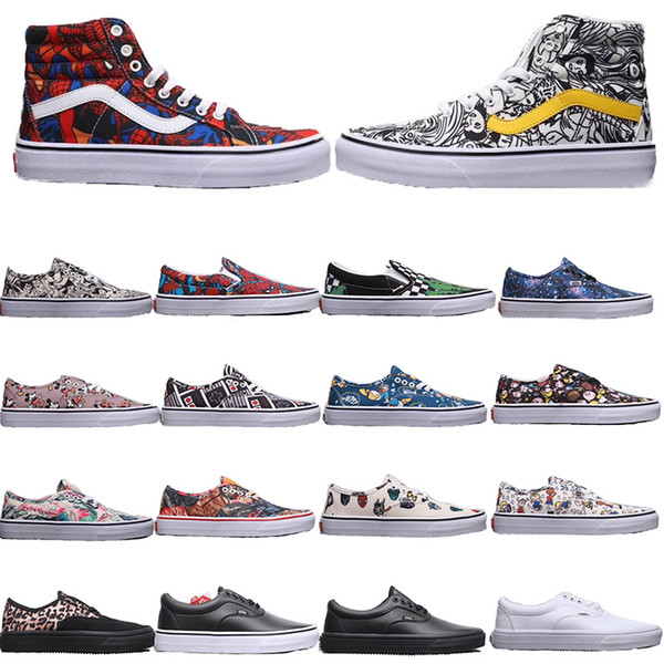 Vans Old Skool Casual Shoes Avengers Spiderman Banner Super Hero Childhood Skateboard Black White Mens Sport Running Sneaker Size 36-44