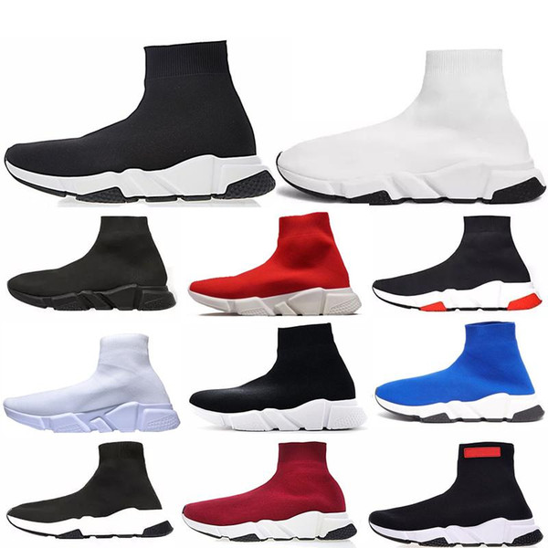 Cheap Designer Speed Trainer fashion men women Socks Boots black white blue red glitter Flat mens Trainers Sneakers Runner Casual Shoes