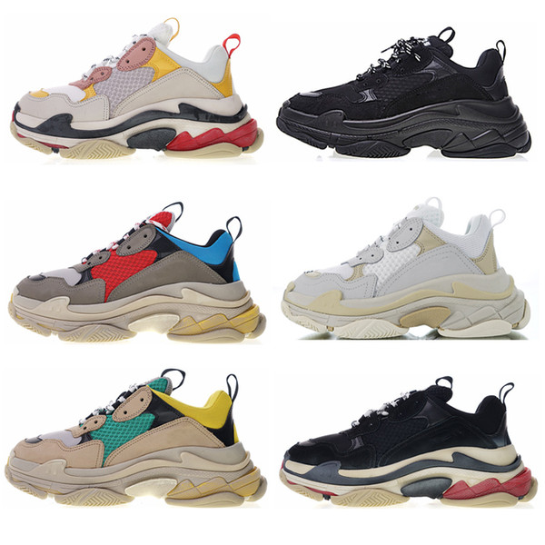 2019 Fashion Paris 17FW Triple S Sneaker Beige White Black Pink Triple-S Casual Dad Shoes For Men's Women Designer Sports Sneaker