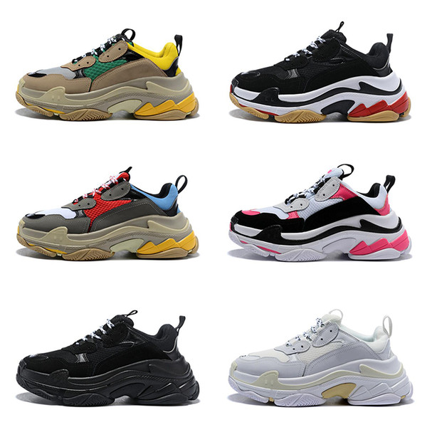 Fashion designer Paris 17FW Triple s Sneakers for men women black red white green pink Casual Dad Shoes tennis luxury increasing shoe