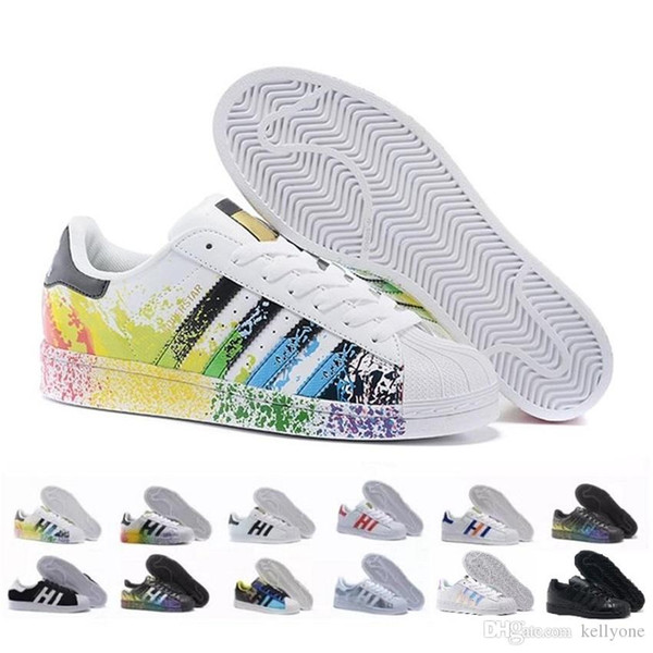 2018 Originals Superstar White Hologram Iridescent Gray Gold Superstars 80s Pride Sneakers Super Star Women Men Sport Casual Shoes EUR 36-45