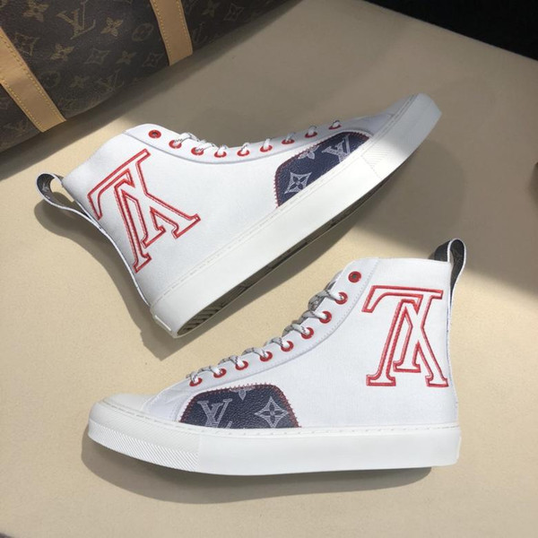 Tattoo Sneaker Boot Luxury Brand Mens Designer Shoes Monogram Canvas High Top Sneakers Embroidery Big Logo Casual Men Top Quality Trainers