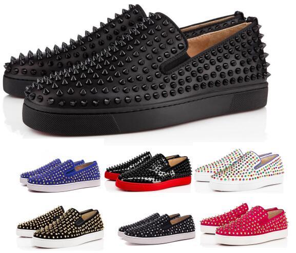 Buy a Red Bottom Sneakers Casual Shoes Mens Women Low Black Designer Full Spikes Roller Boat Flats Skateboard Loafers Luxury Man Woman Shoe