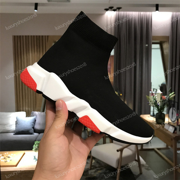 2019 Ace Luxury Designer Casual Sock Shoes Brand Speed Trainer Black Red Triple Black Fashion Socks Boots Sneaker Trainer Shoes 35-45