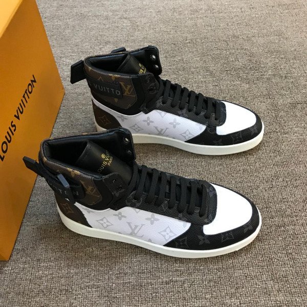 Rivoli Sneaker Boot Classical Luxury Brand Mens Designer High Top Sneaker Monogram Canvas Rubber Sole Top Quality Genuine Leather Sneakers