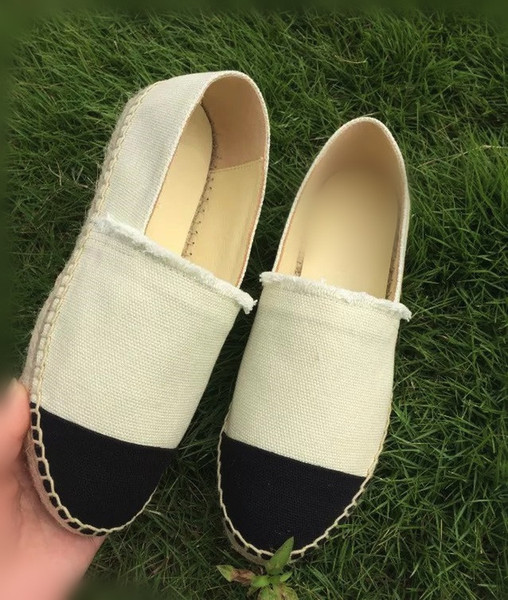 2019New Fashion Canvas and Real Lambskin women Espadrilles Flat Shoes Summer Loafers Espadrilles Size EUR35-42 Many Colors with Box