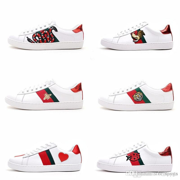 Mens designer luxury shoes Casual Shoes white women sneakers good embroidery bee cock tiger dog fruit on the side with OG box