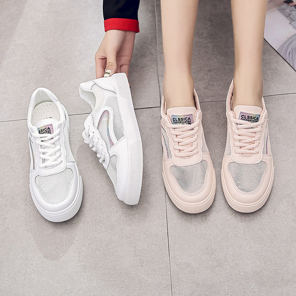 2019 New single-layer transparent net women's shoes thick white shoes casual shoes