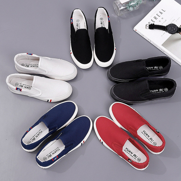 2019 Spring Canvas Small white shoe female Korean version student shoes flat bottom casual plate shoes couple oversized code lazy shoes