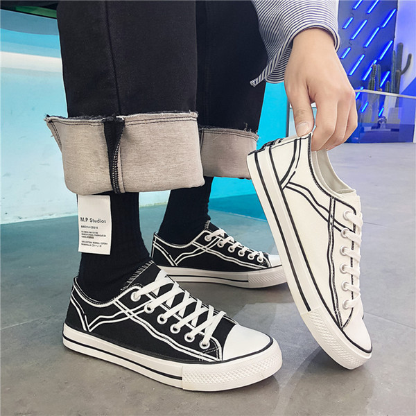 Spring 2019 New Men's Canvas Shoes Breathable Men's Shoes Hong Kong Fashion Student Fashion Leisure Shoes