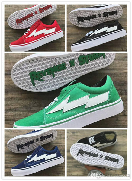 New Revenge X Storm Old Skool Designer Cavnas Sneakers Womens Men Low Cut Skateboard Red Blue White Black Casual Shoes