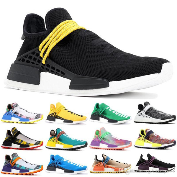 Orange red Human Race Hu black men women running shoes black cream mens trainer women designer sports runner sneakers