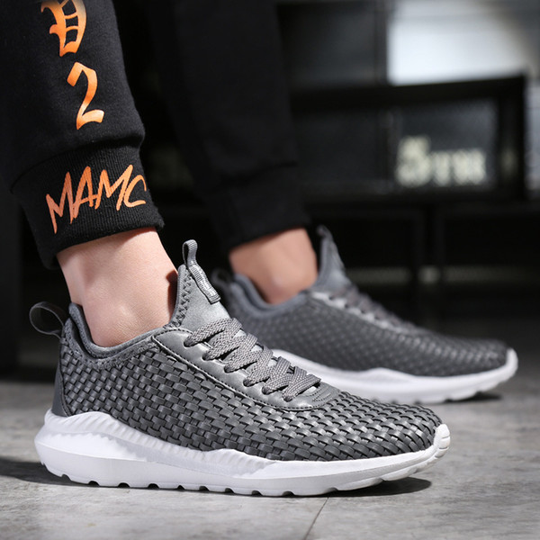 Foreign Trade Small White Shoes Explosion Models Thick-bottomed Woven Shoes Non-slip Men's Casual Shoes