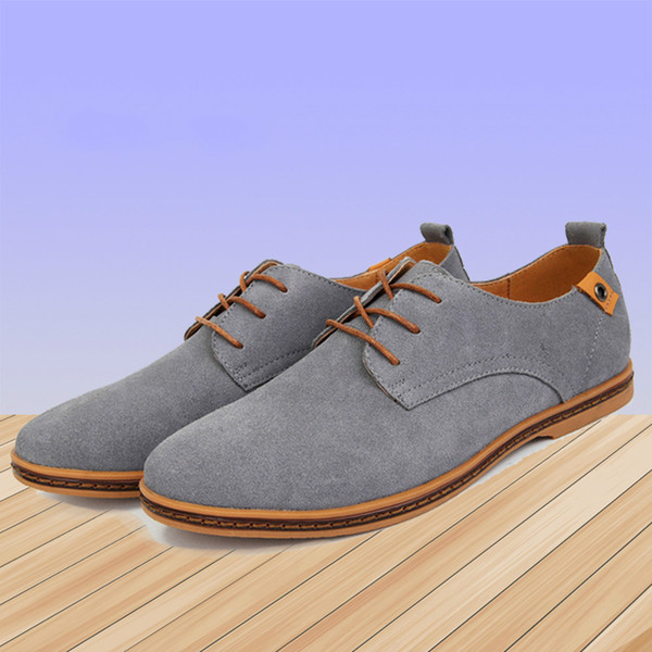 2019 New Suede Business Casual Leather Round Head Youth Men's Leather Shoes Lace