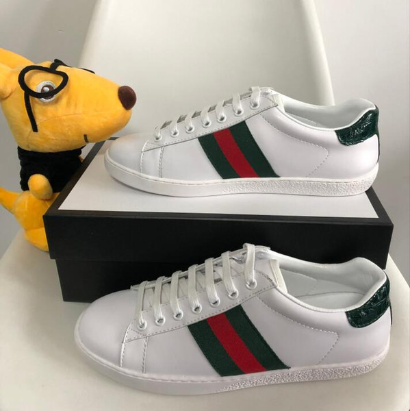 Original Box New Designer Mens Shoes With Top Quality Women Luxury Designer Sneaker Man Casual Ace Shoes Green Red Stripe Size 35-46