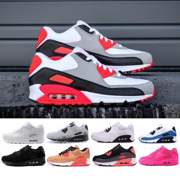 Mens Shoes classic 90 Men and woman Shoes Black Red White Trainer Air Cushion Surface Breathable Casual Shoes 36-45