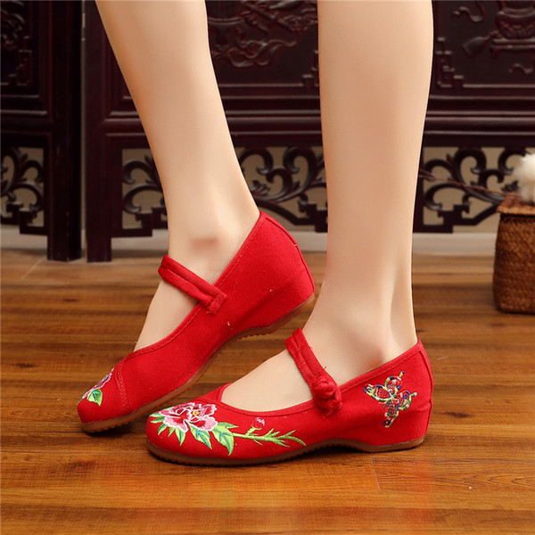 cozy women shoes high heel new casual shoes for women increase internal Classical Style Mom's Canvas Shoes X87